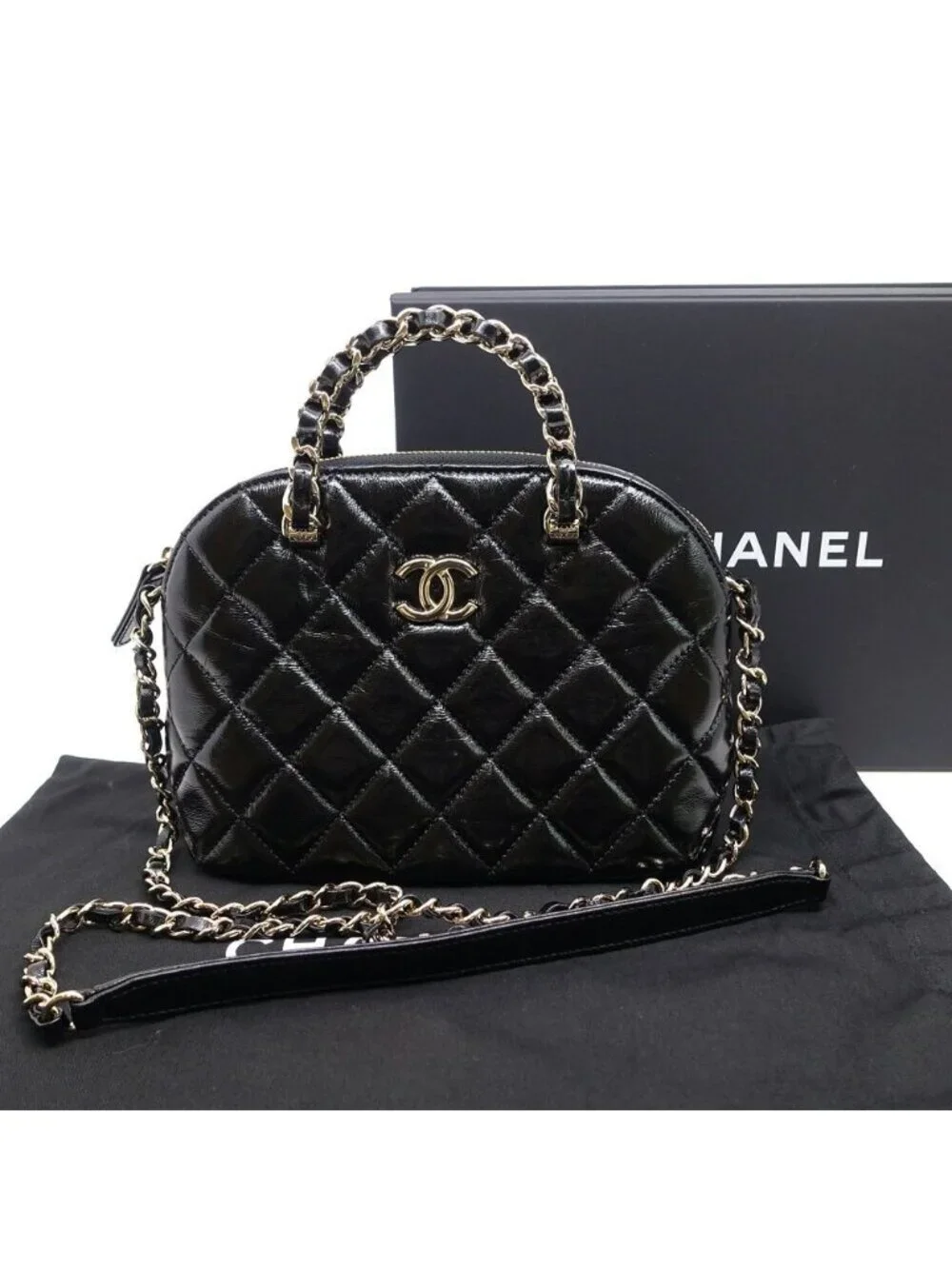 Chanel Small Shopping Shiny Lambskin BK GD Shoulder